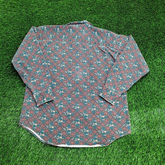 Vintage Boho Hippie Button Shirt Medium 23x28 Green - Picture 2 of 12